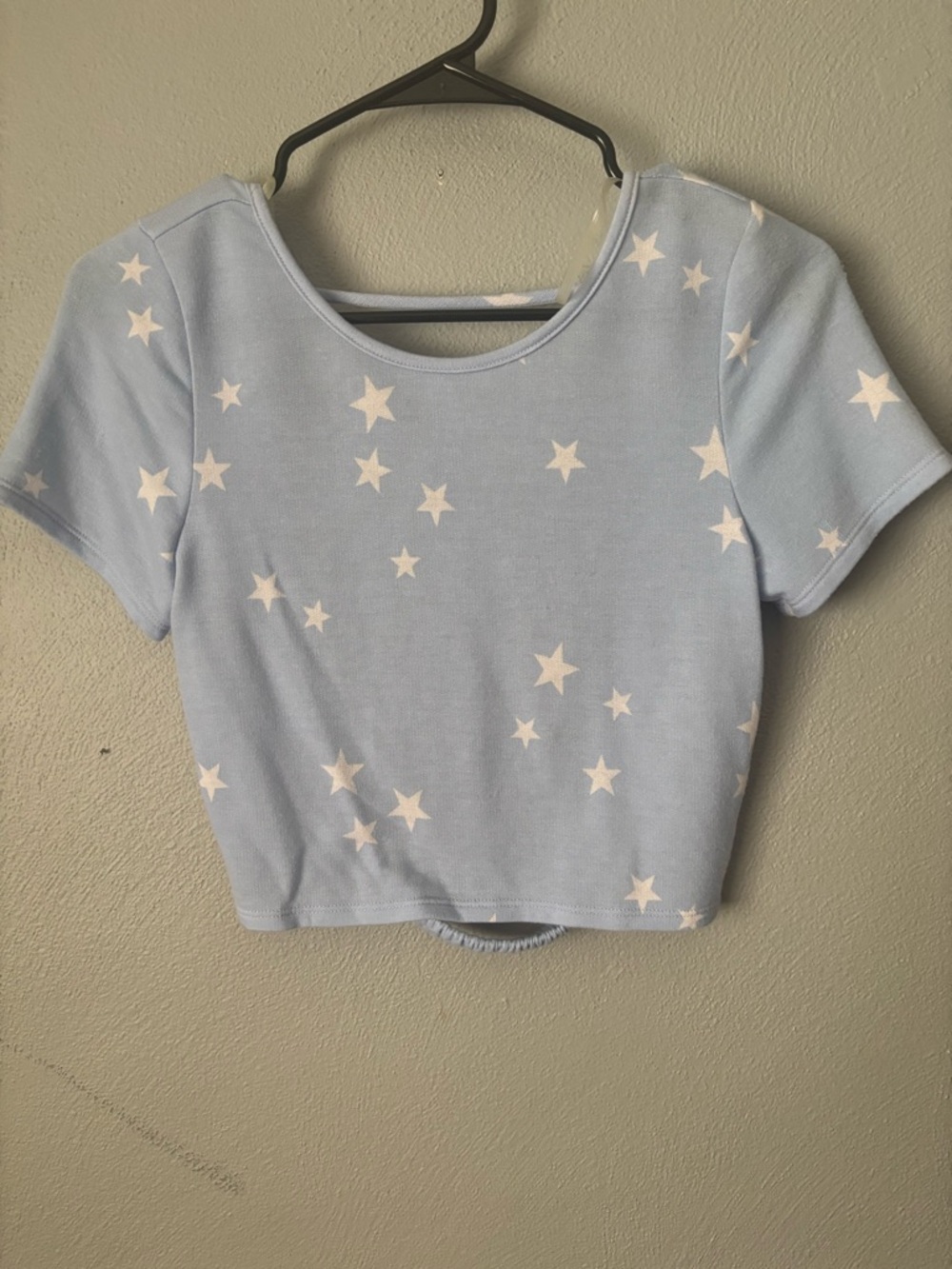 Le Lis Blue Star Print Crop Top Open Back Y2K Women’s Small